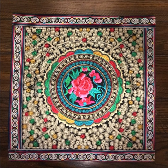 Folk Accessories - Set Of 2 Stitch Embroidered Throw Pillow Cases